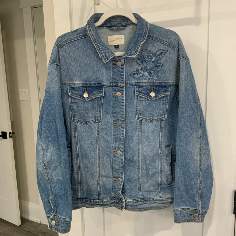 SOLD IN PERSON Blue Denim Jacket with Embroidered Design